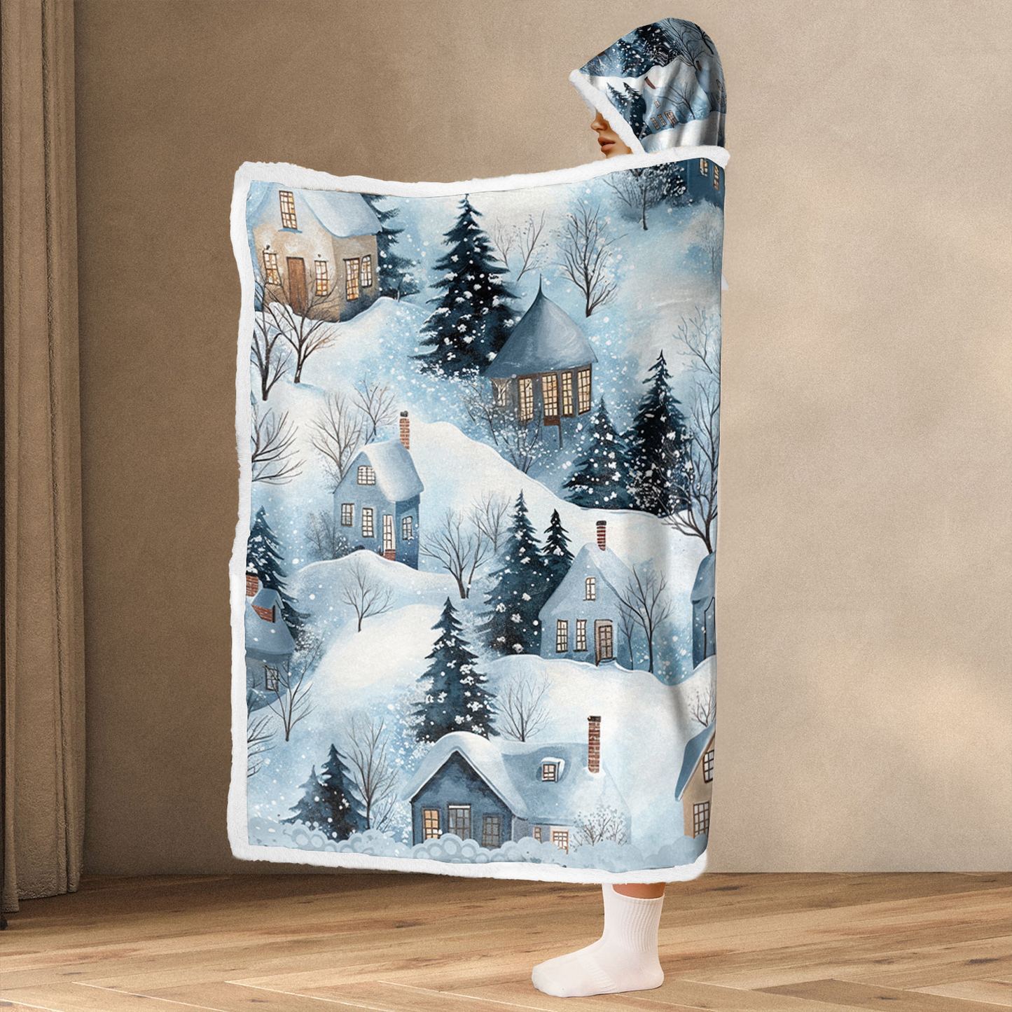 Shineful Wearable Hooded Blanket - Snow Village