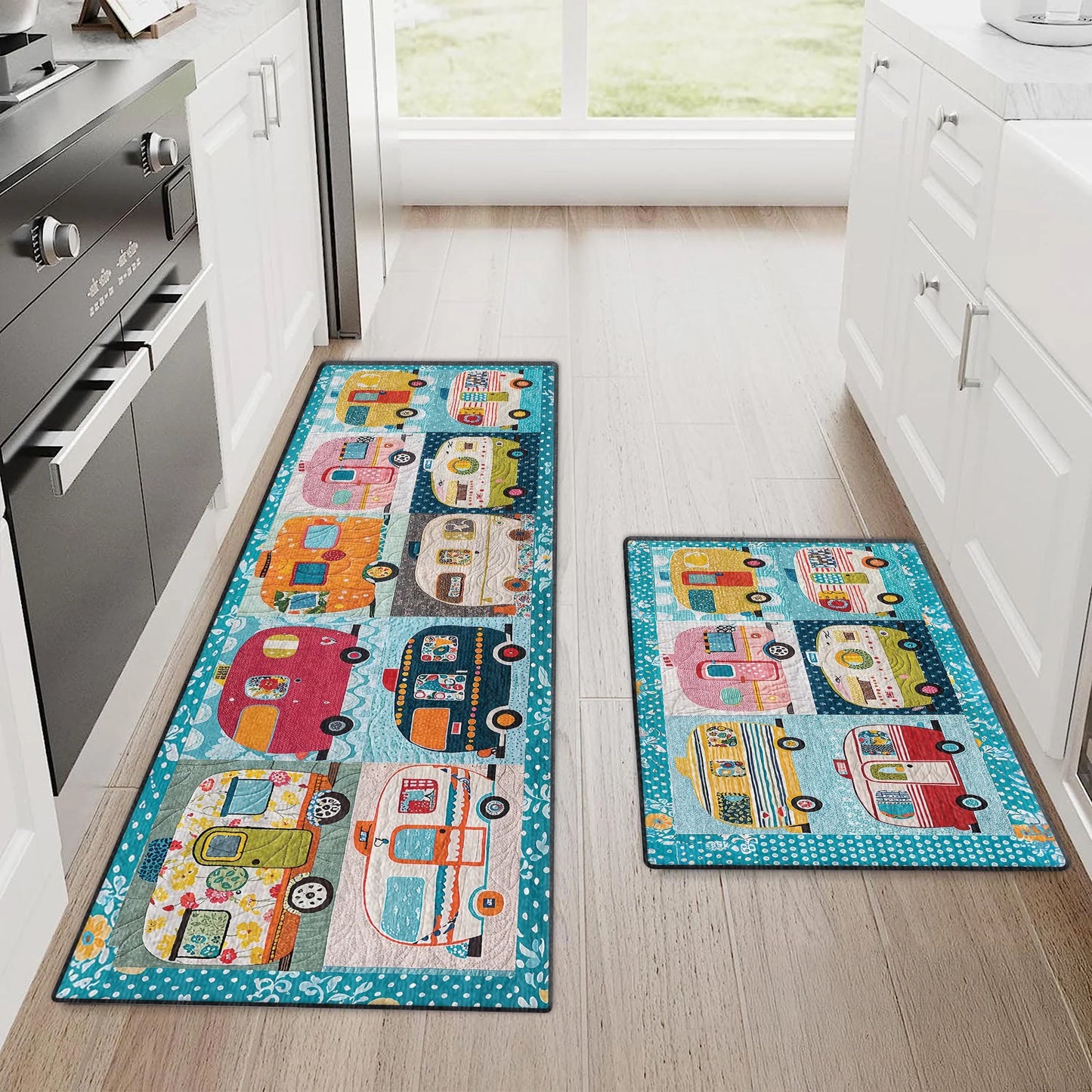 Shineful Ultra-Thin Non Skid Floor Mat, Kitchen Rugs Vintage Camper