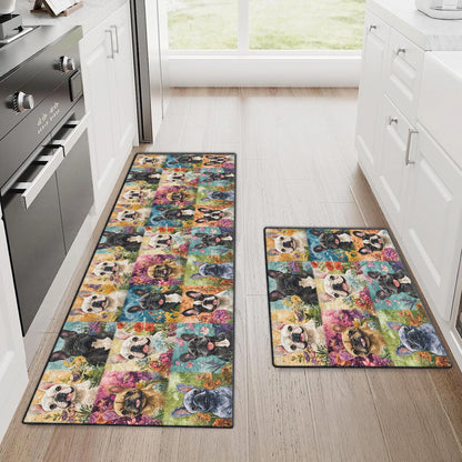 Shineful Ultra-Thin Non Skid Floor Mat, Kitchen Rugs French Bulldog Garden