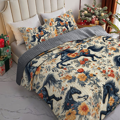 Shineful All Season Quilt 3-Piece Set Blooming Gallop