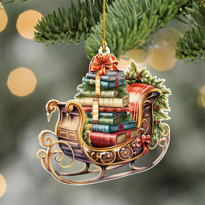 Shineful 2D Acrylic Ornament Bookish Sleigh Ride