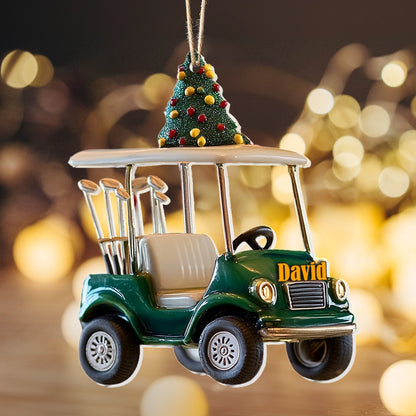 Shineful 2D Acrylic Ornament - Personalized Festive Golf Cart