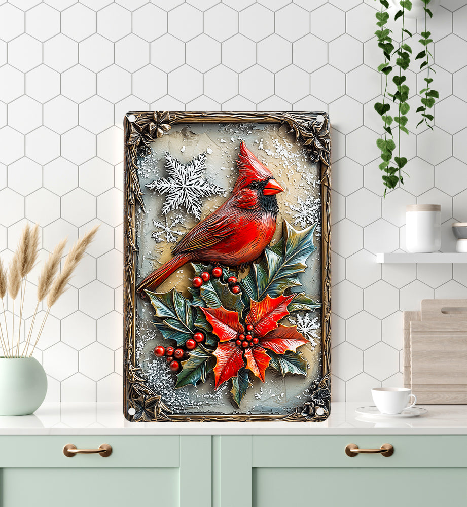 Shineful 2D Metal Sign Winter Cardinal