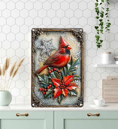 Shineful 2D Metal Sign Winter Cardinal