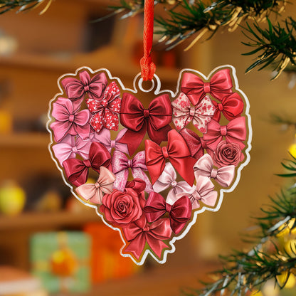 Shineful 2D Acrylic Ornament Red Bow Heart