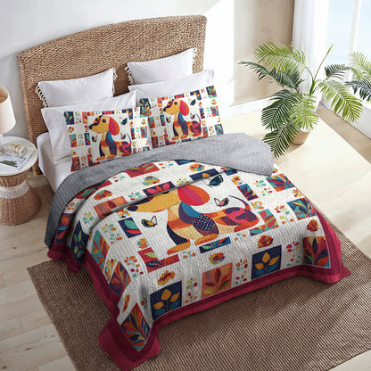 Shineful All Season Quilt 3-Piece Set Dachshund Snuggle