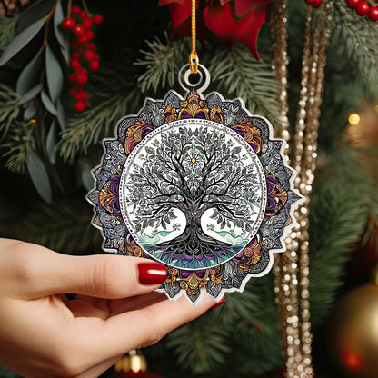 Glänzendes 2D-Acryl-Ornament – ​​Mandala-Baum des Lebens