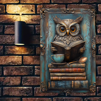 Shineful 2D Metal Sign The Wise Owl's Library