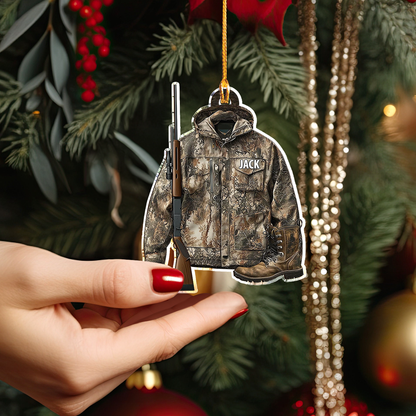 Ornement de Noël personnalisé en acrylique 2D Shineful motif camouflage chasseur