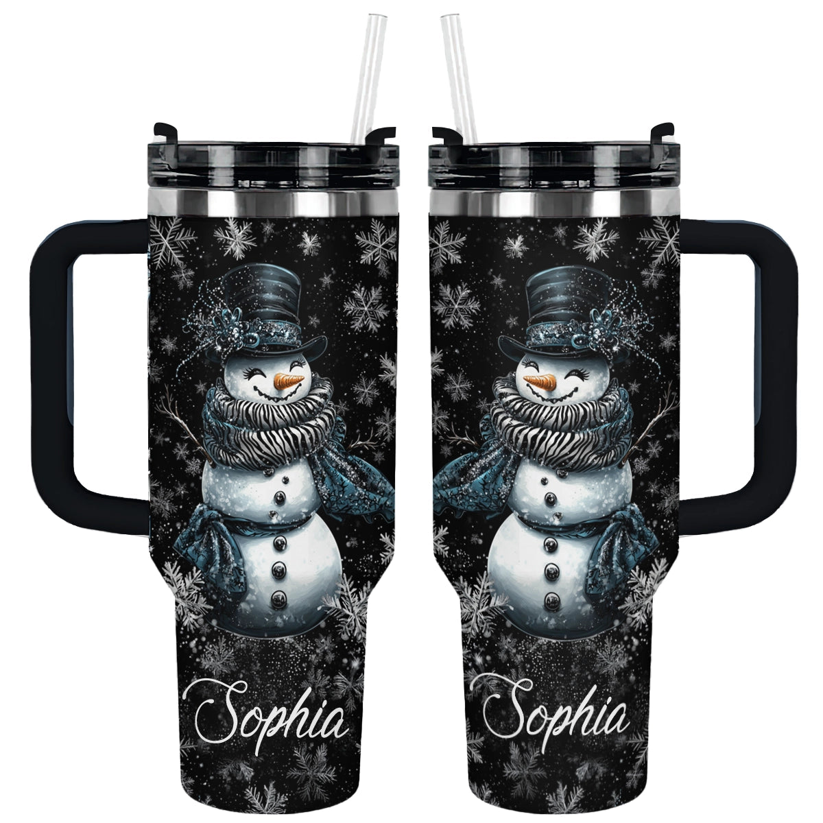 Shineful Tumbler Personalized Elegant Midnight Snowman