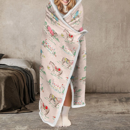 Shineful Wearable Hooded Blanket - Horse Racing