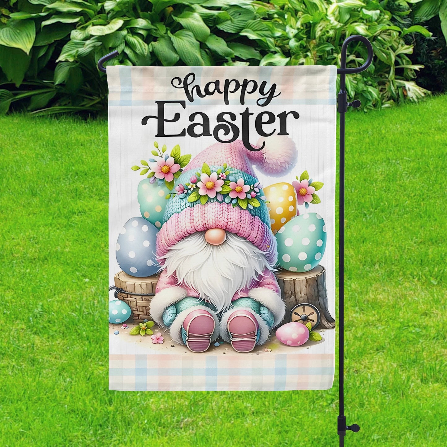 Shineful Garden Flag 12" x 18" Gnome Bunny Bliss