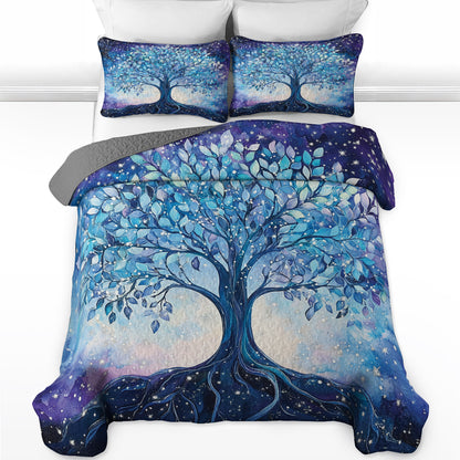 Shineful All Season Quilt 3-Piece Set - Celestial Tree of Life