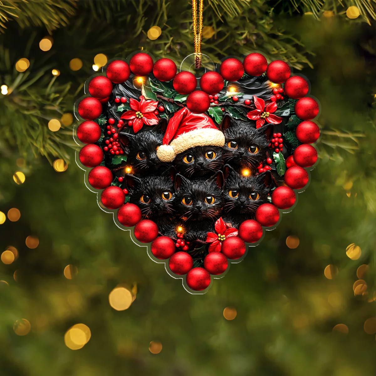 Shineful 2D Acrylic Ornament Gorgeous Black Cats Heart