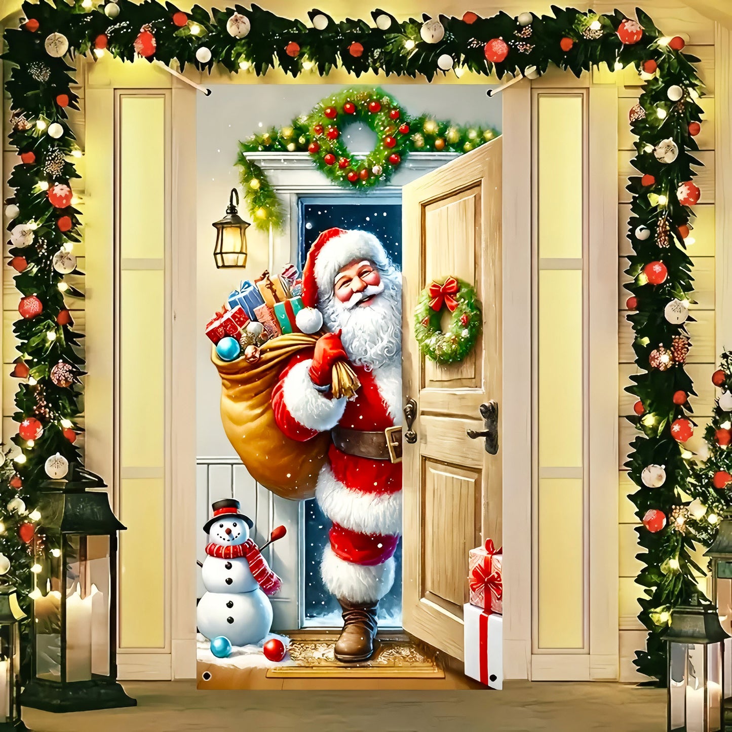 Shineful Door Cover Happy Santa Claus