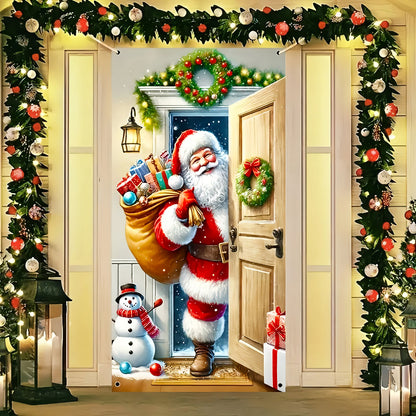 Shineful Door Cover Happy Santa Claus