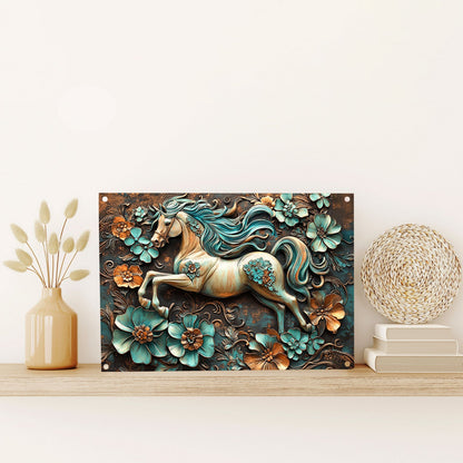 Shineful 2D Metal Sign Majestic Floral Stallion