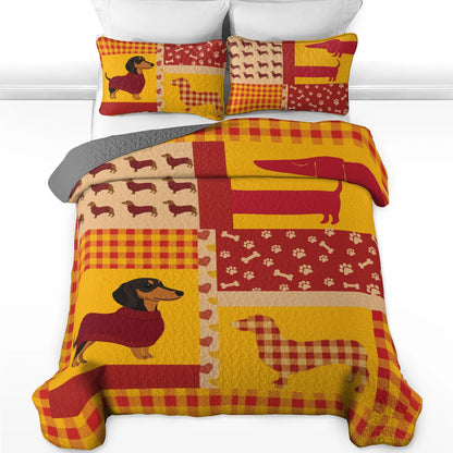 Shineful All Season Quilt 3-Piece Set Dachshund Cozy Dreams