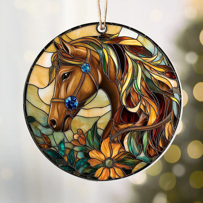 Shineful 2D Acrylic Ornament - Florals Horse Elegance