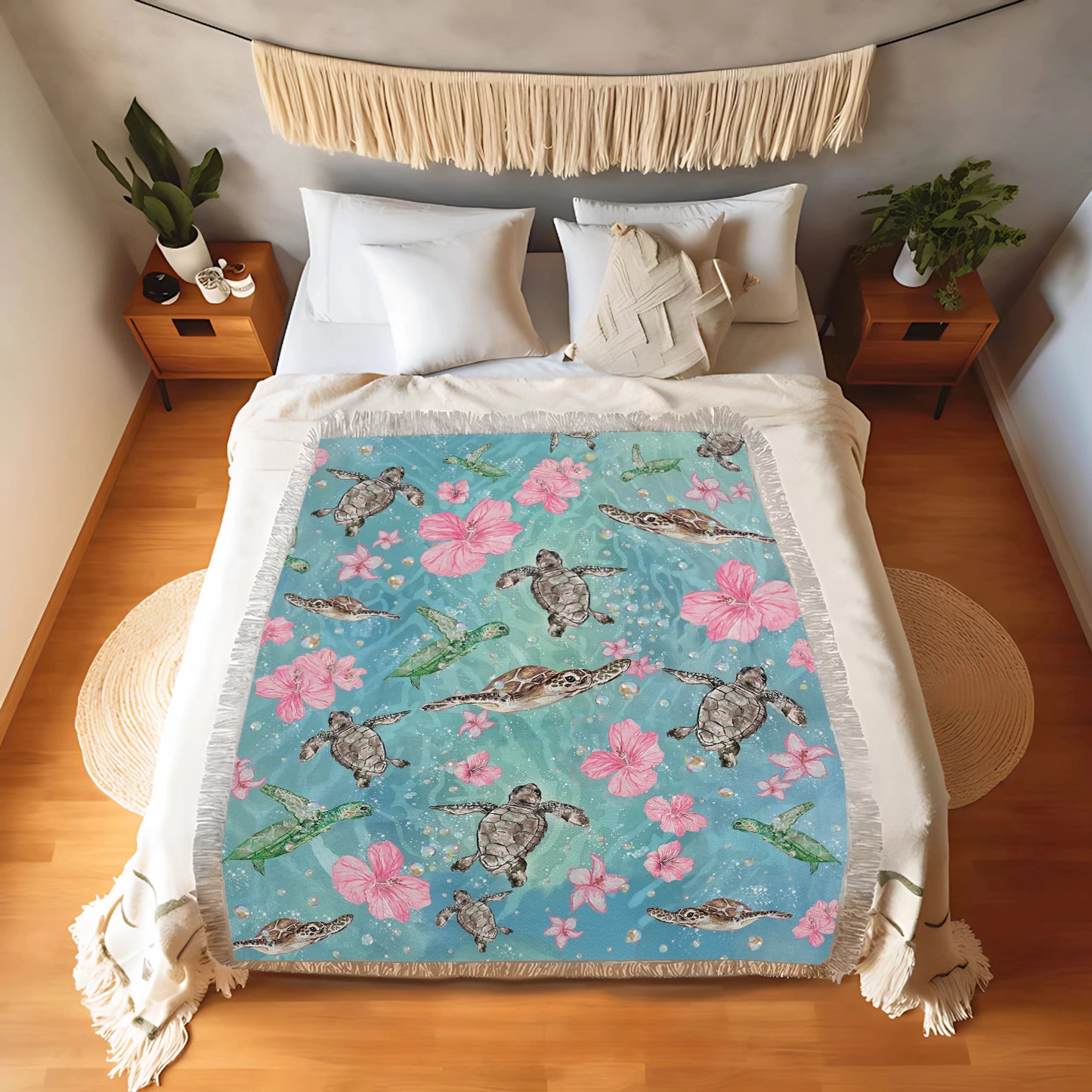 Shineful Woven Tapestry Throw Blanket - Sea Turtle Freedom