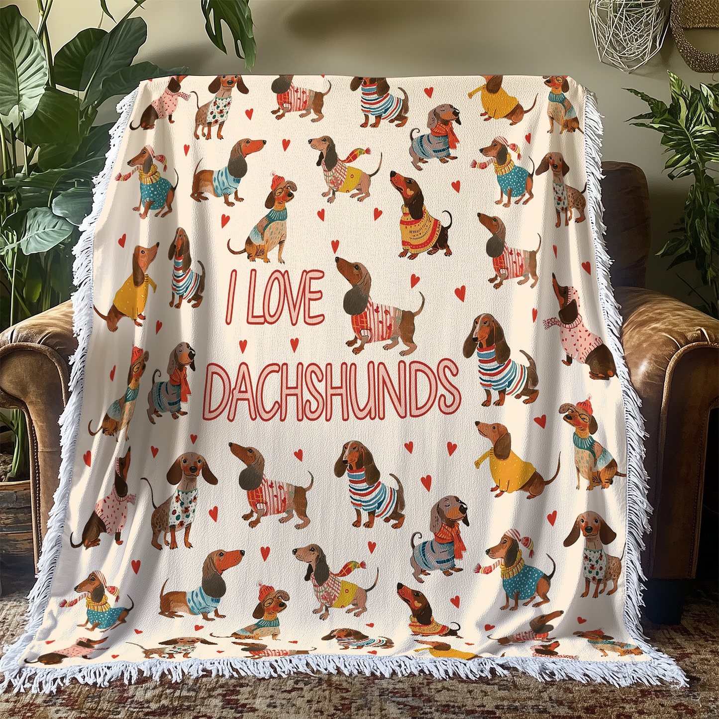 Shineful Woven Tapestry Throw Blanket - Dachshund Lovely Delight