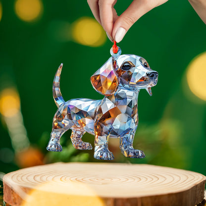 Glänzendes 2D-Acryl-Ornament, funkelndes Hunde-Andenken 