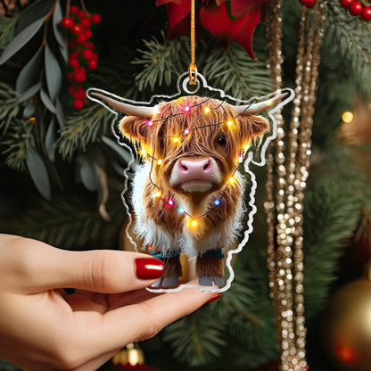 Shineful 2D Acrylic Ornament - Highland Cow Christmas