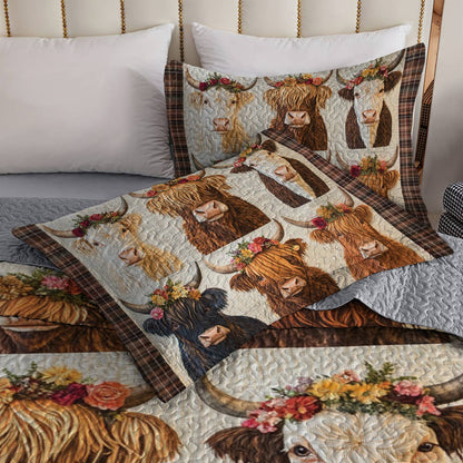 Shineful Flat Print All Season Quilt 3-Piece Set Floral Cow