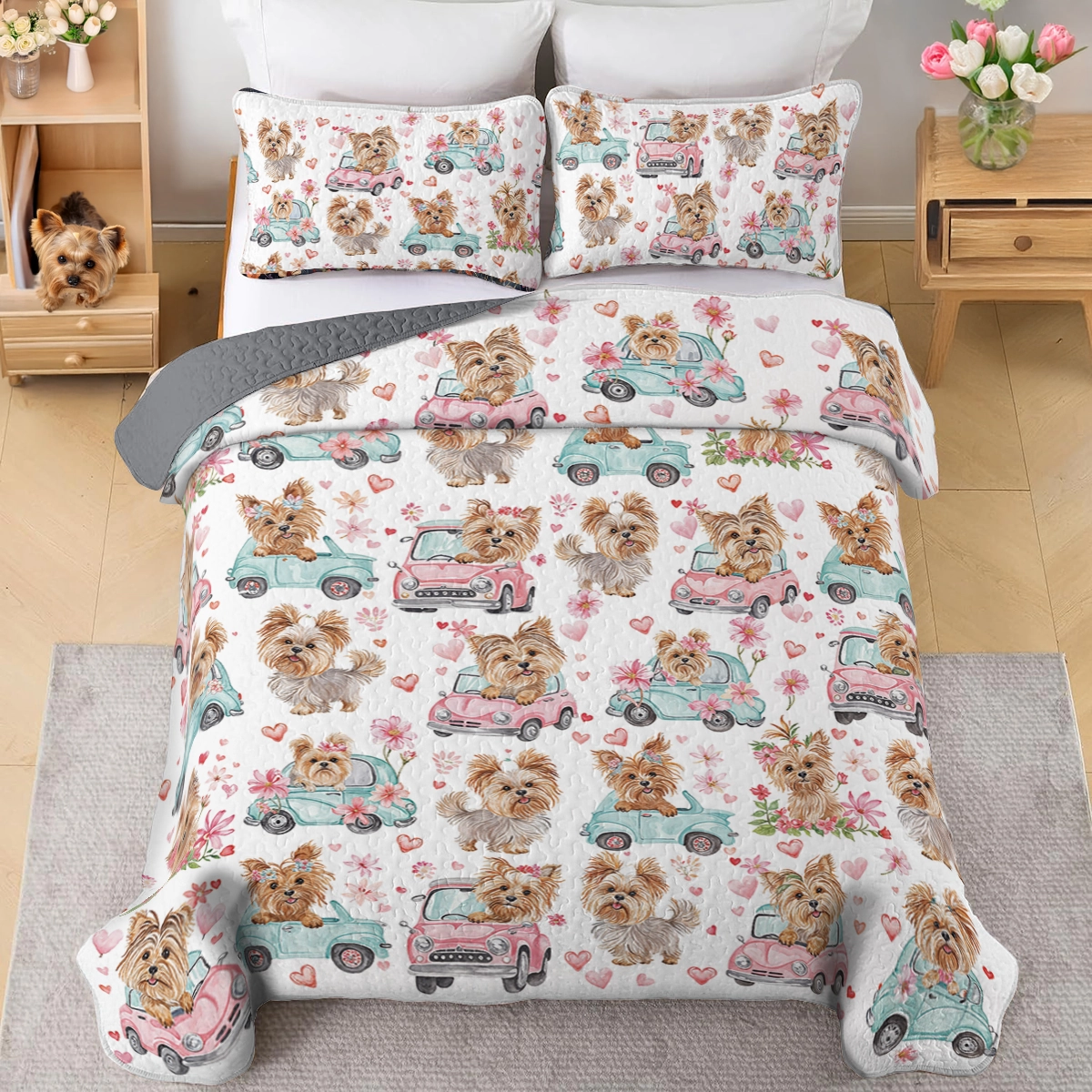 Shineful All Season Quilt 3-Piece Set Yorkie Love