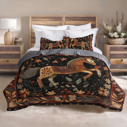 Shineful All Season Quilt 3-Piece Set Meadow Horse