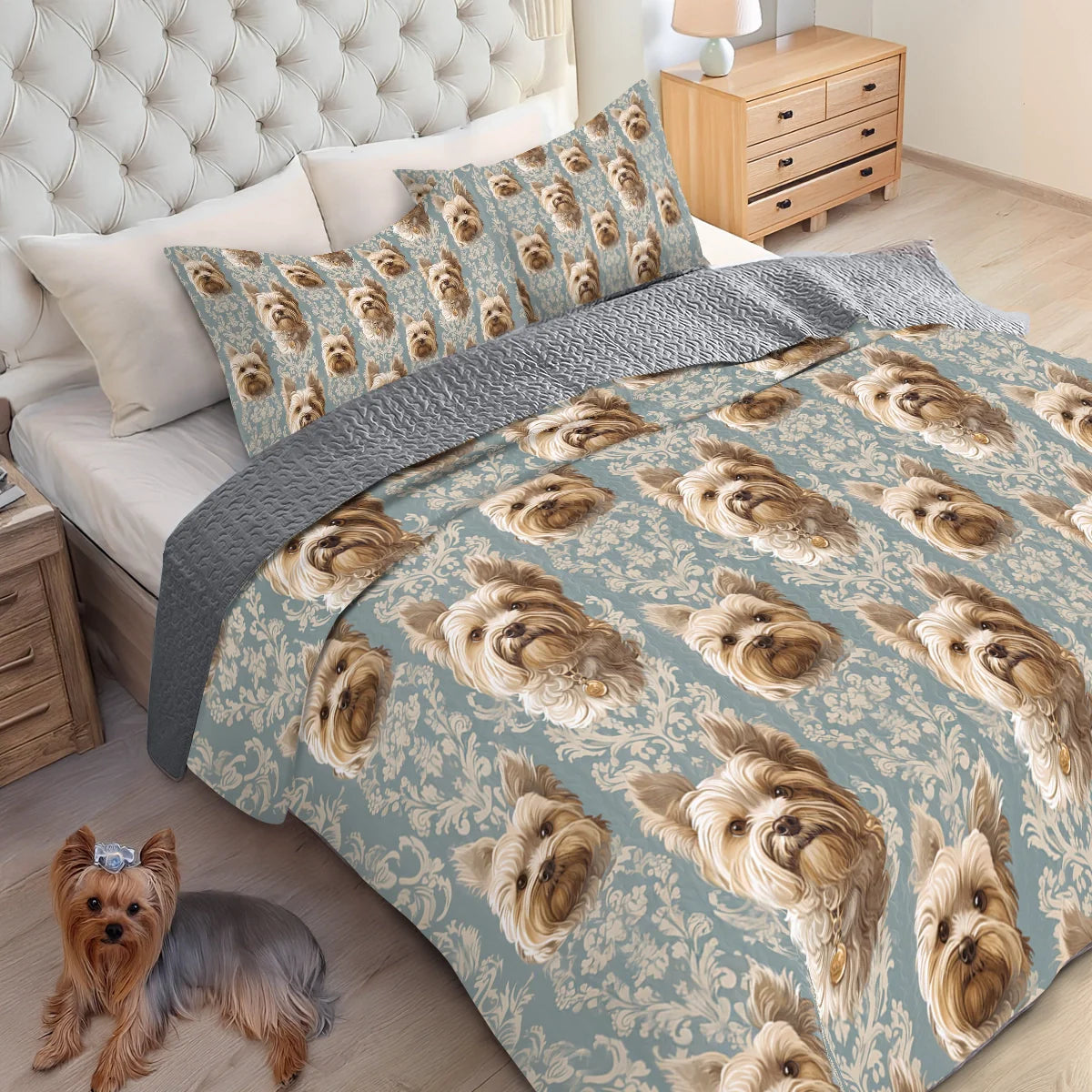 Shineful All Season Quilt 3-Piece Set Yorkie Regal Delight