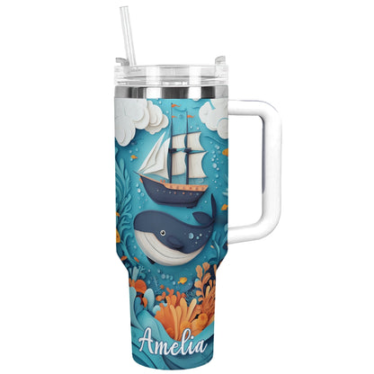 Shineful Glossy Tumbler Personalized Sailing Nautical Voyage