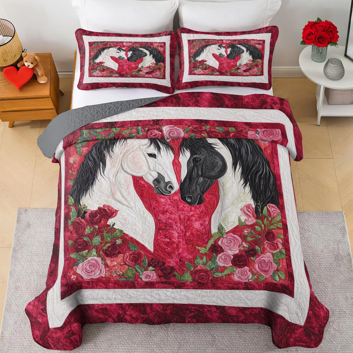 Shineful All Season Quilt 3-Piece Set Heartfelt Harmony Horse