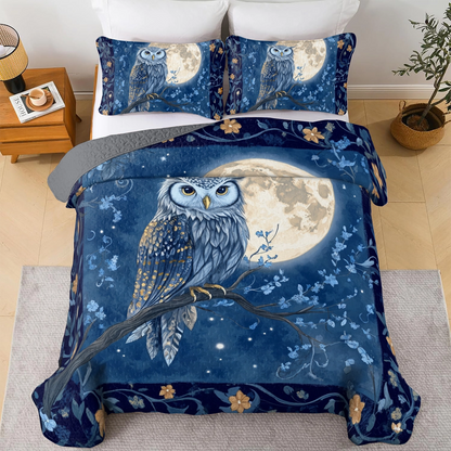 Shineful All Season Quilt 3-Piece Set Lunar Guardian Owl