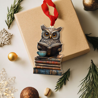 Glänzendes 2D-Ornament aus Acryl – Wise Owl Bookish