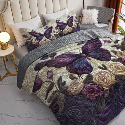 Shineful All Season Quilt 3-Piece Set Luxe Butterfly Comfort