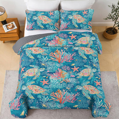 Shineful All Season Quilt 3-Piece Set - Sea Turtle Ocean Dream