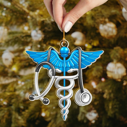 Glänzendes 2D-Acryl-Ornament – ​​Medizinischer Caduceus