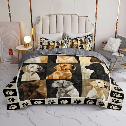 Shineful All Season Quilt 3-Piece Set Labrador Pawtrait Patchwork