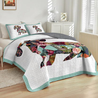 Shineful All Season Quilt 3-Piece Set Patchwork Dachshund