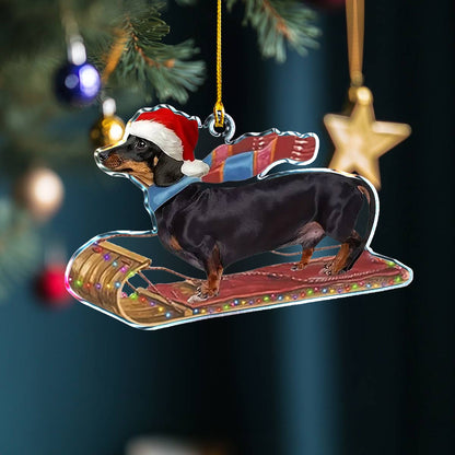 Shineful 2D Acrylic Ornament Santa’s Sleigh Dachshund