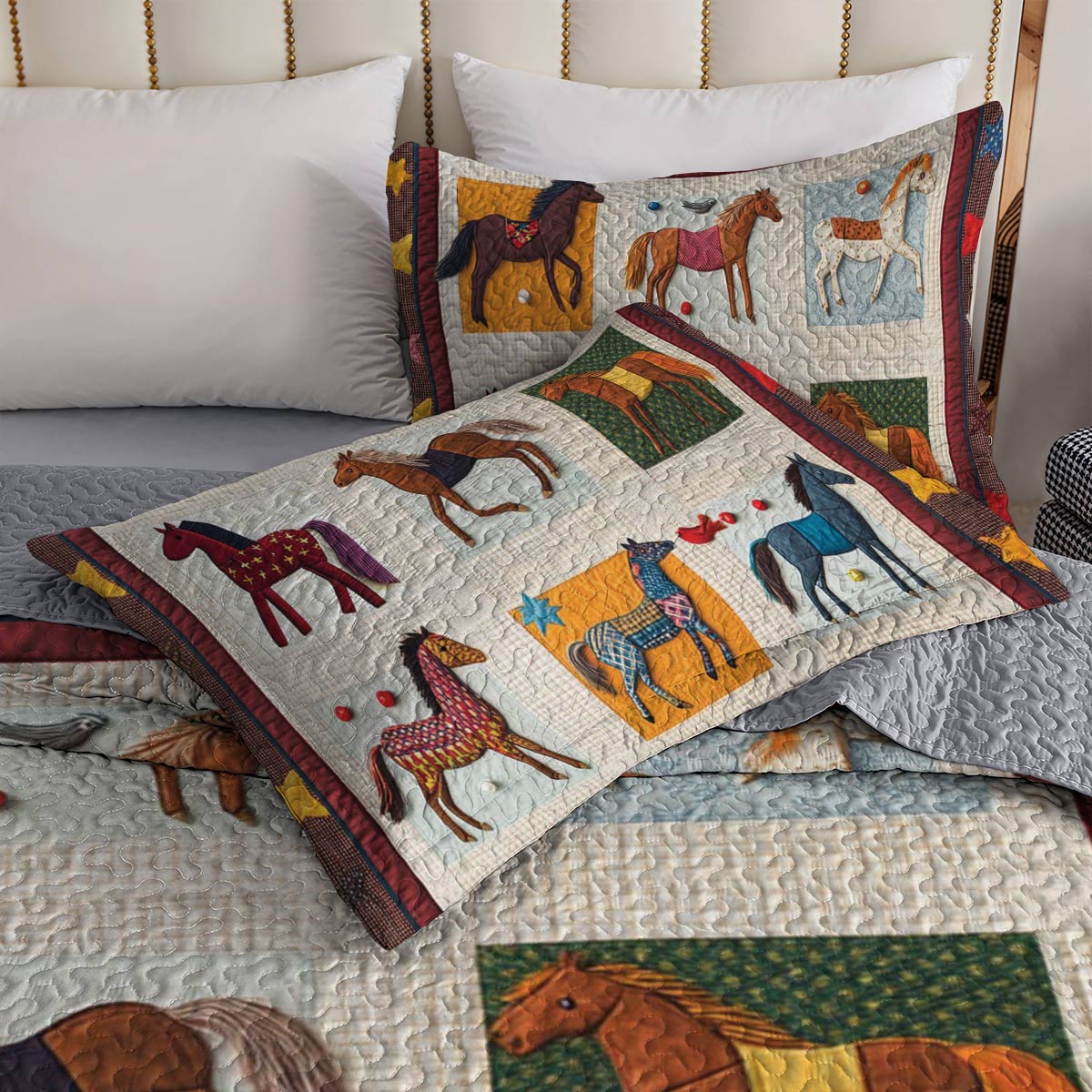 Shineful All Season Quilt 3-Piece Set Playful Horses