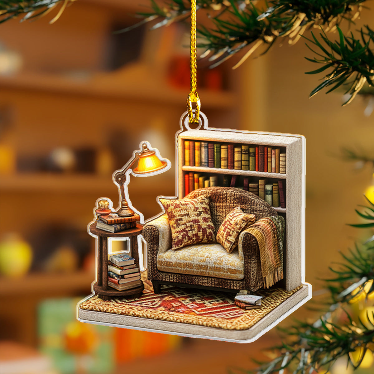 Shineful 2D Acrylic Ornament - Cozy Reading Nook