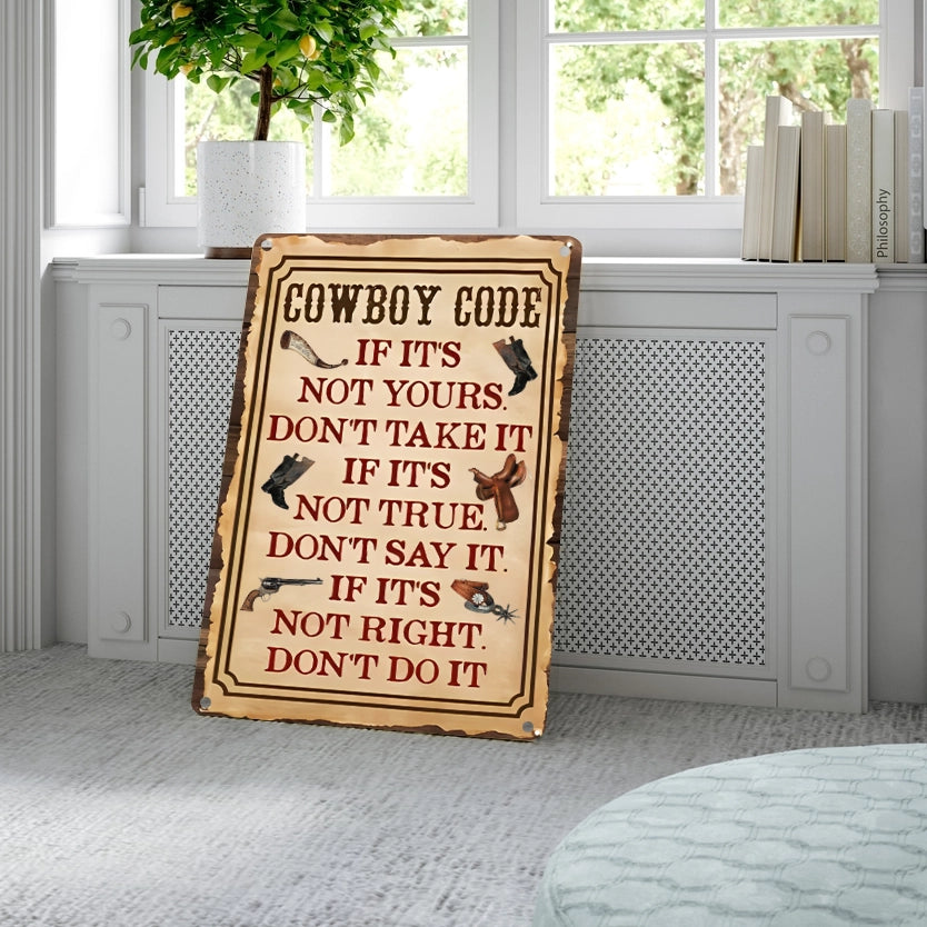 Shineful 2D Metal Sign Cowboy Code: The Western Way of Life