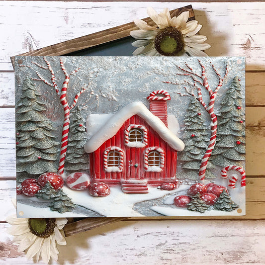 Shineful 2D Flat Print Metal Sign Whimsical House Christmas