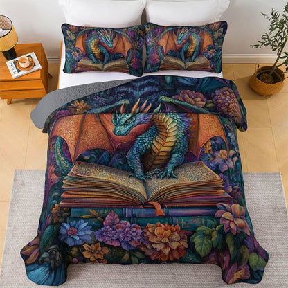 Shineful All Season Quilt 3-Piece Set Magical Dragon