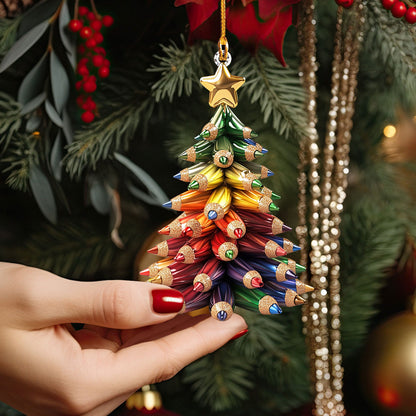 Shineful 2D Acrylic Ornament - Holiday Pencil Tree