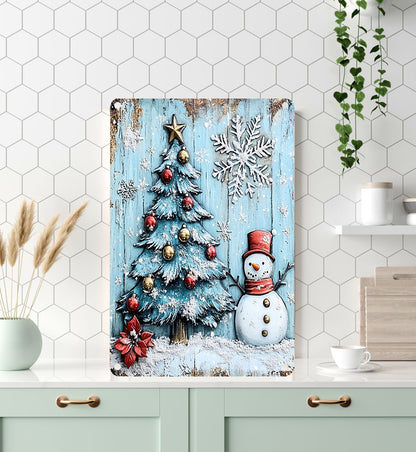 Shineful 2D Metal Sign Happy Snowman Christmas