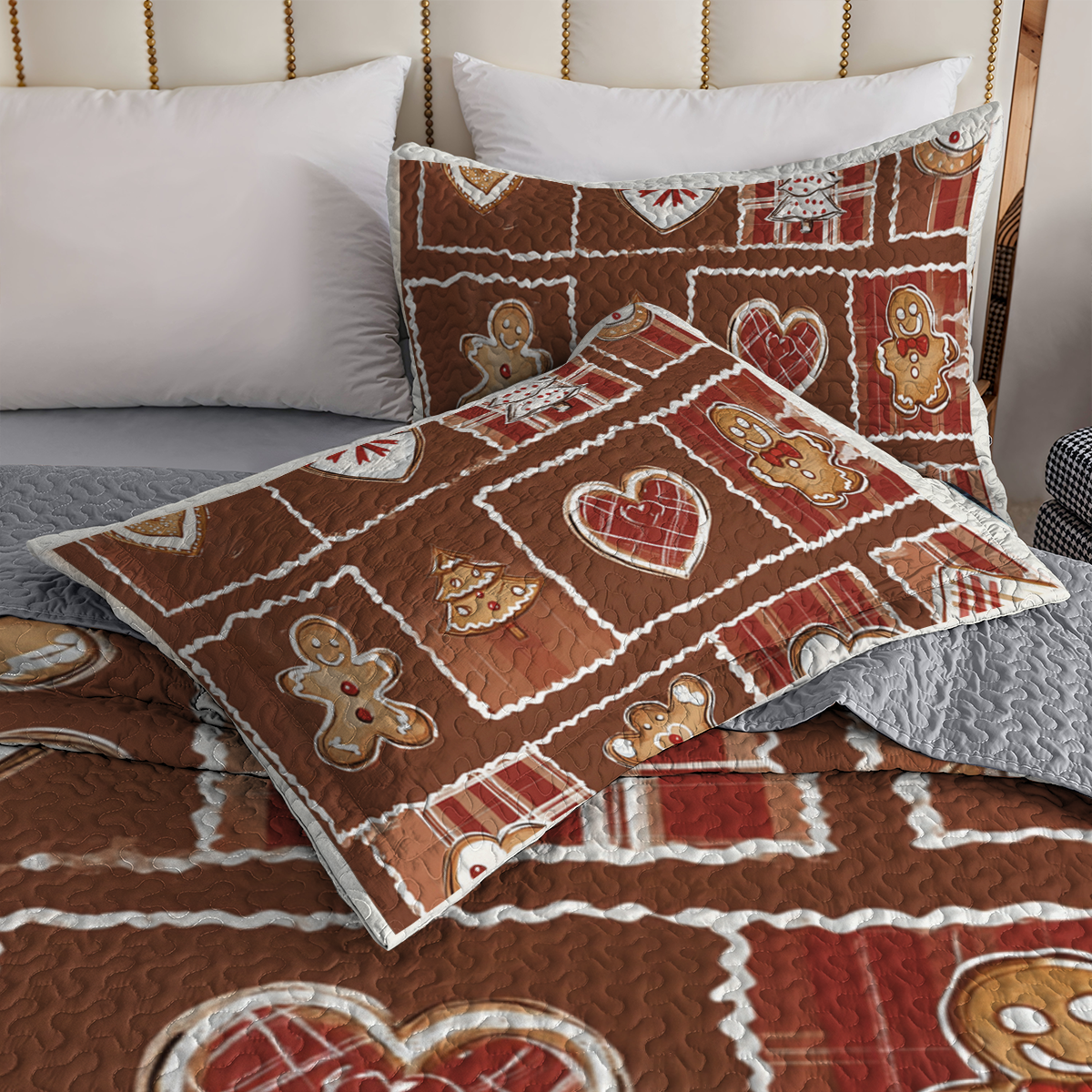 Shineful All Season Quilt 3-Piece Set - Sweetheart Gingerbread Delight