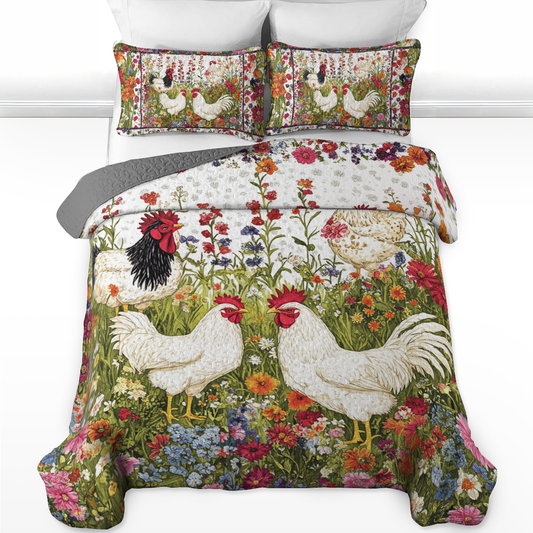 Shineful All Season Quilt 3-teiliges Set - Blühendes Huhn 